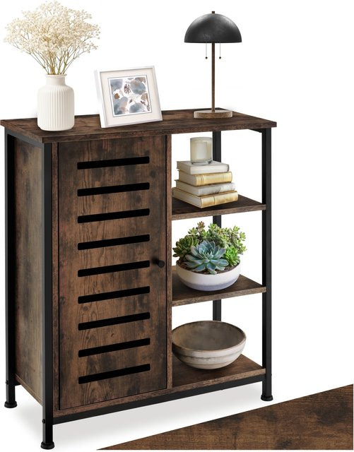 tectake Sideboard Industrial Style aus Holz und Stahl in Dunkelbraun, B/T/H: 70 x 32 x 82 cm - Bild 1