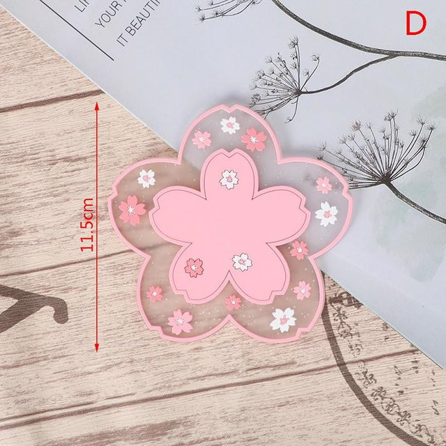 XYNN Kirschblüten Untersetzer mit Wärmedämmfunktion, rutschfeste Tischmatte in Rosa, B/B: 11,5 x 11,5 cm - Bild 1