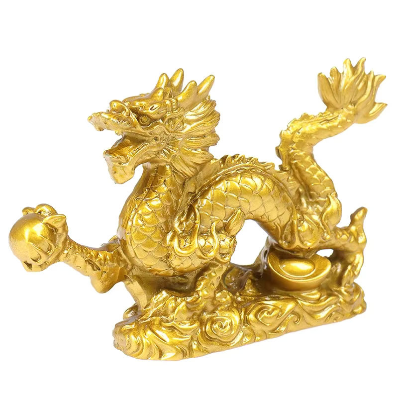 Goldene Drachen-Statue aus Kunstharz als orientalische Dekofigur für deinen Schreibtisch - Bild 7