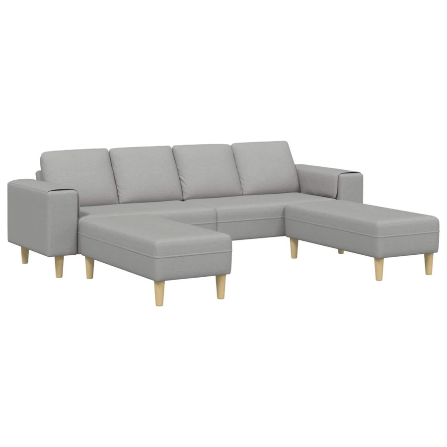 vidaXL Wohnzimmer Couch Set 3-teilig in Wolkengrau mit passendem Ottoman und Dekokissen aus Polyester - Bild 2