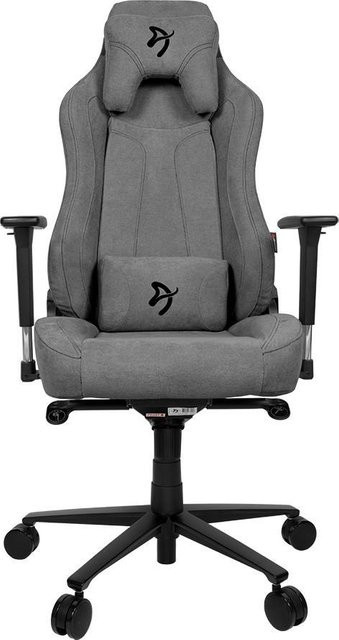 Arozzi Vernazza Universal-Gamingstuhl mit gepolsterter Softfabric-Sitzfläche in Grau mit Kopfstütze und Armlehnen - Bild 1