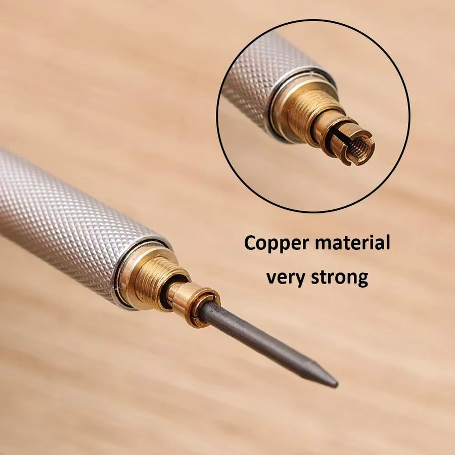 Silberner Metall-Druckbleistift mit 0,3 mm Mine für Schule, Büro und Kunst - Bild 3