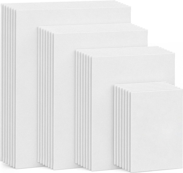 ZHONGBO Leinwandbretter aus 100 % Baumwolle, weiß, grundiert, 4 Stück pro Packung - Bild 1