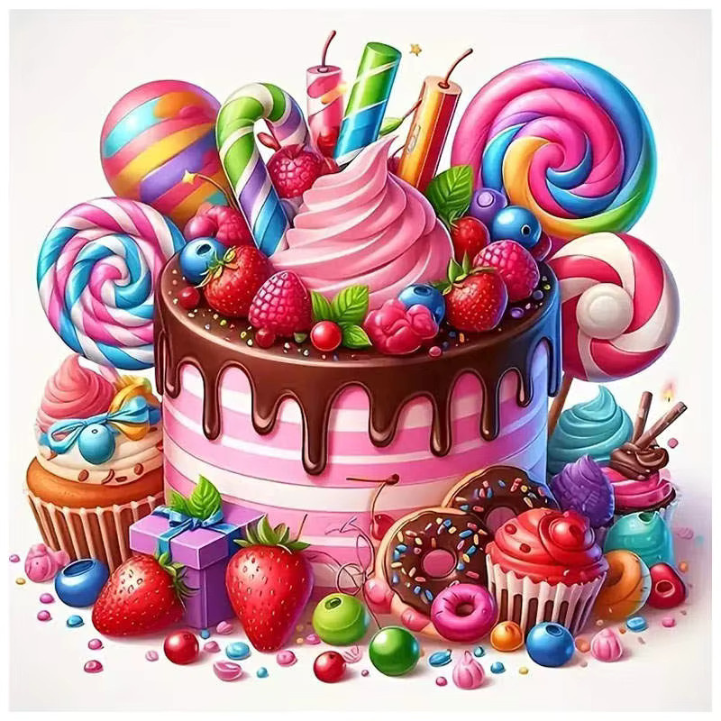 HUACAN Diamantmalerei Candyland Fantasy Kuchen Szene 5D DIY Diamant Stickerei Kit, Mehrfarbig - Bild 4