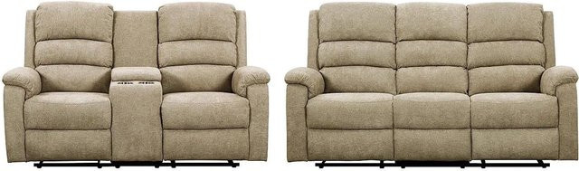 Vente-unique Couchgarnitur Nevers in Taupe und Beige mit Stoffbezug, Breite: 187 cm, Breite: 171 cm - Bild 1