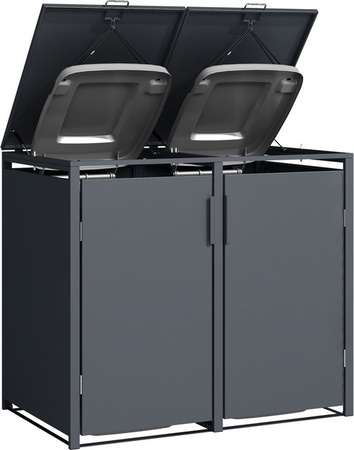 PLATS Mülltonnenbox 2er Set aus Metall in Anthrazit, B/T/H: 132 x 80 x 116 cm