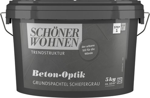 Schöner Wohnen Grundspachtel Trendstruktur in Schiefer Grau, 5 l - Bild 1