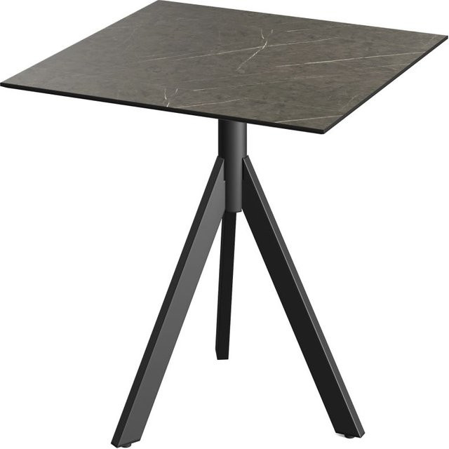 Feros Infinity Tripod Terrassentisch mit HPL Platte, schwarz/braun, B/T/H: 70 x 70 x 74 cm - Bild 1