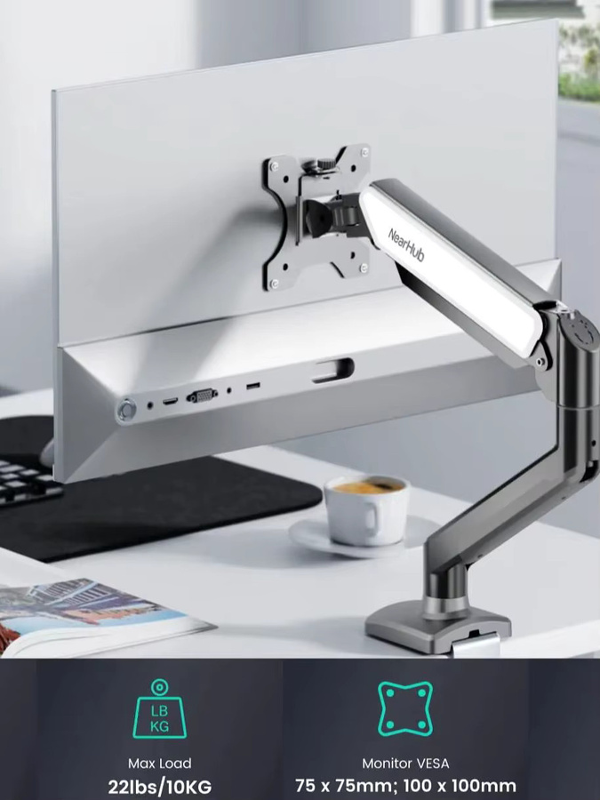 Nearhub MS-001 Monitorarm-Montagehalterung Einzelarm in Schwarz oder Silber mit 180° und 360° Rotation - Bild 6