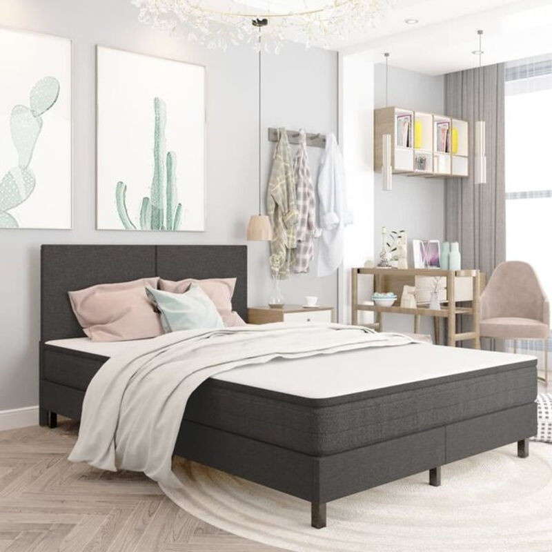 Vidaxl Boxspringbett modern in Grau aus Stoff und Metall, B/T: 180 x 200 cm - Bild 1
