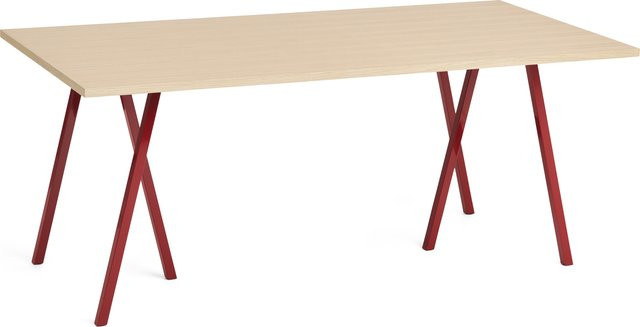 HAY Loop Stand Table quadratischer Beistelltisch in Rot mit Eschenholz und Linoleum-Oberfläche - Bild 1