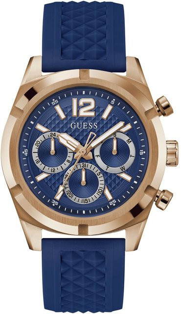 Guess Armbanduhr, Quarz, Edelstahl, Blau, Silikon, 44 mm, Herren - Bild 1