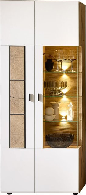 Vitrine HARPER WINDSOR aus Massivholz in Eiche mit Glastüren und Soft-Close-Funktion, B/T/H: 80 x 37 x 201 cm - Bild 1