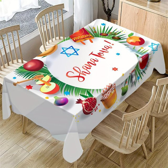 Rechteckige Tischdecke für Rosch Haschana von JMG Household Supplies, Weiß, B/L: 100 x 160 cm - Bild 1