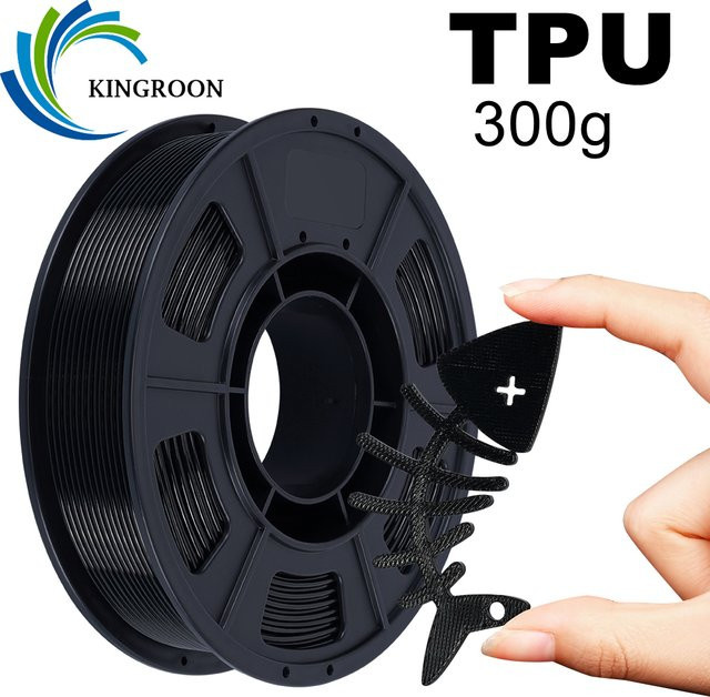 KINGROON TPU-Filament 1,75 mm Schwarz, flexibles 95 A weiches 3D-Druckmaterial für FDM, 0,3 kg - Bild 1