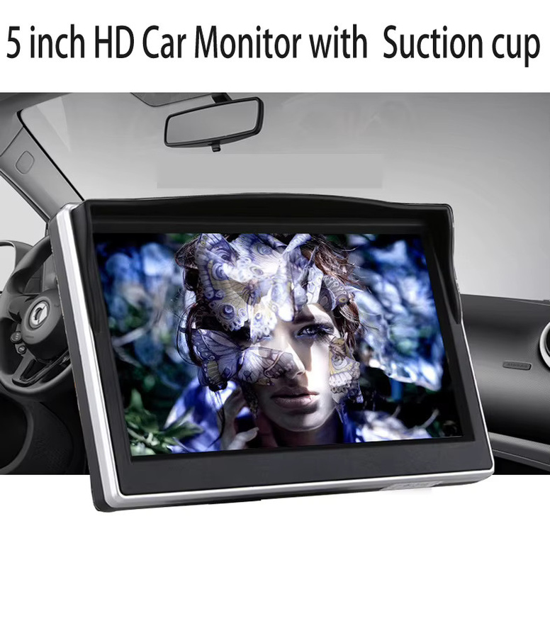 ANSHILONG Auto-Front- und Rückansichtssystem mit 5-Zoll-TFT-LCD-Monitor, HD-LED-Kamera und Zigarettenanzünder-Stromversorgung in Schwarz - Bild 2