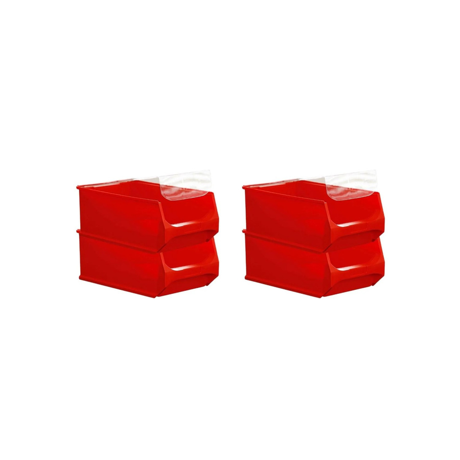 PROREGAL SuperSparSet 4er Pack Rote Sichtlagerbox 5.0 mit Abdeckung, Sichtlagerbehälter aus Kunststoff, H x B x T: 20 x 30 x 50 cm - Bild 2