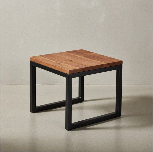 KADIMA DESIGN Industrial-Beistelltisch aus Sheeshamholz in Braun, B/T/H: 45 x 40 x 45 cm - Bild 1