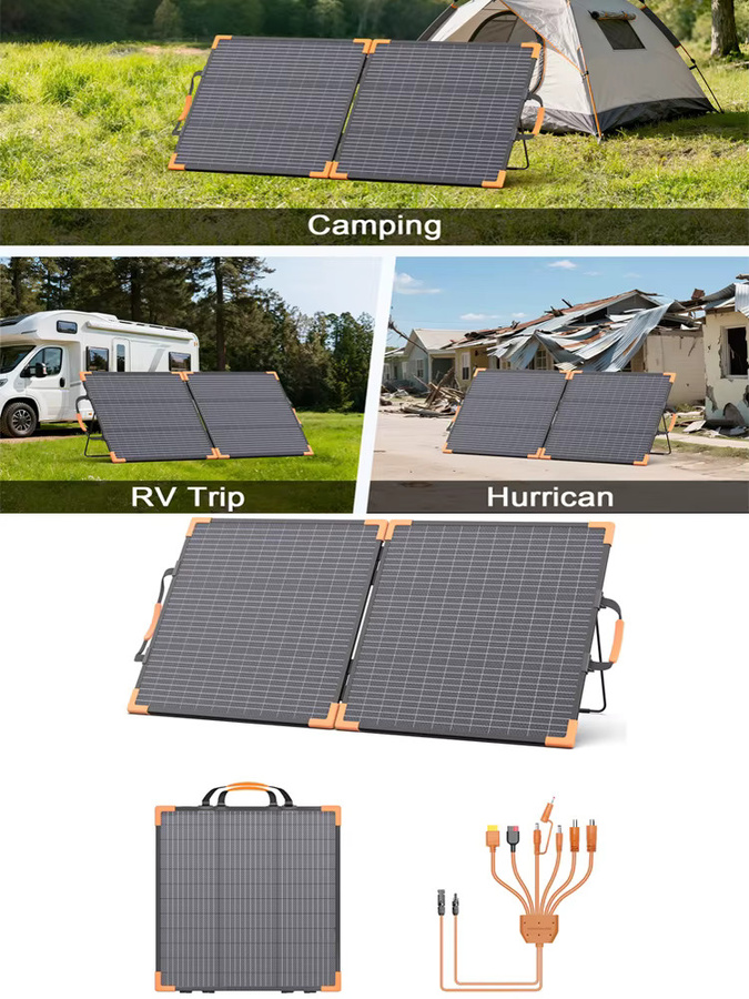 MHPOWOS 100W Bifaziales Solarmodul Monokristallin Faltbares Solarpanel in Schwarz mit 23,4% Energieumwandlungsrate für Camping und Wohnmobile - Bild 1