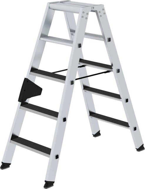PROREGAL Stufen-Stehleiter beidseitig begehbar mit Clip-Step R13 in Silber, 2 x 5 Stufen - Bild 1