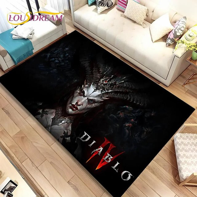 HGHT 3D HD Diablo Gamer Bereichsteppich aus Polyester, Schwarz, B/B: 100 x 150 cm, rutschfest und waschbar - Bild 1
