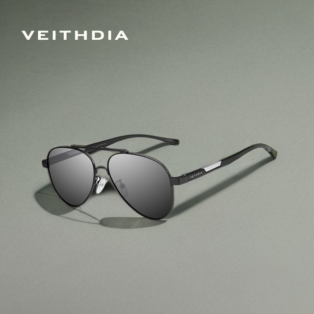 VEITHDIA FH66099 Sportsonnenbrille, Metall, schwarz, polarisiert, Vollrand - Bild 1