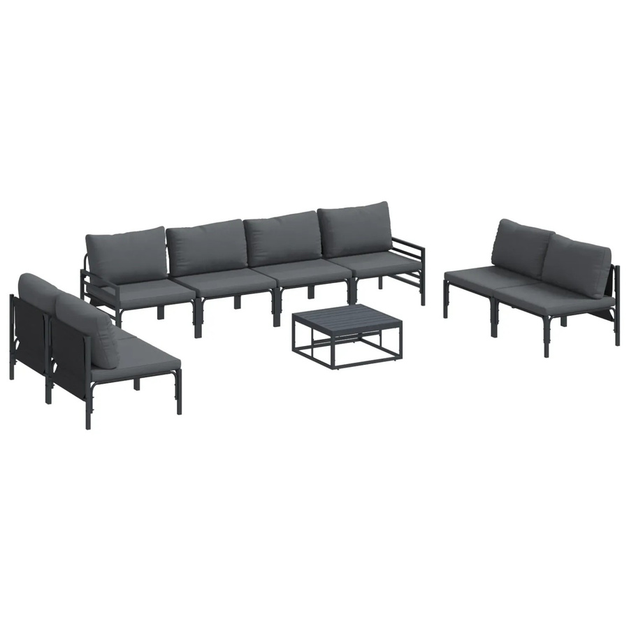 vidaXL Garten-Sofa-Set 9-teilig aus Stahl in Anthrazit - Bild 2