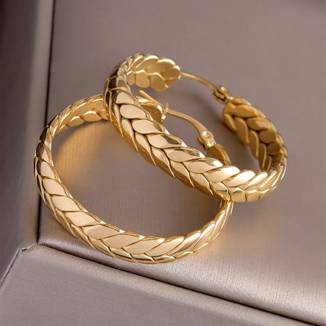 ANENJERY Creolen, Edelstahl, Gold, Damen - Bild 1