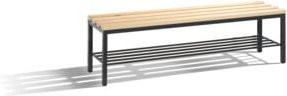 C+P Umkleidebank Basic mit Schuhrost aus Buche und Stahlrohr, Farbe Schwarzgrau, H: 42,0 cm, B: 150,0 cm, T: 35,3 cm - Bild 1