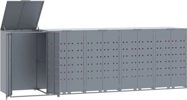 vidaXL Mülltonnenbox für 5 Tonnen aus Stahl in Grau, B/T/H: 345 x 79 x 117 cm - Bild 1
