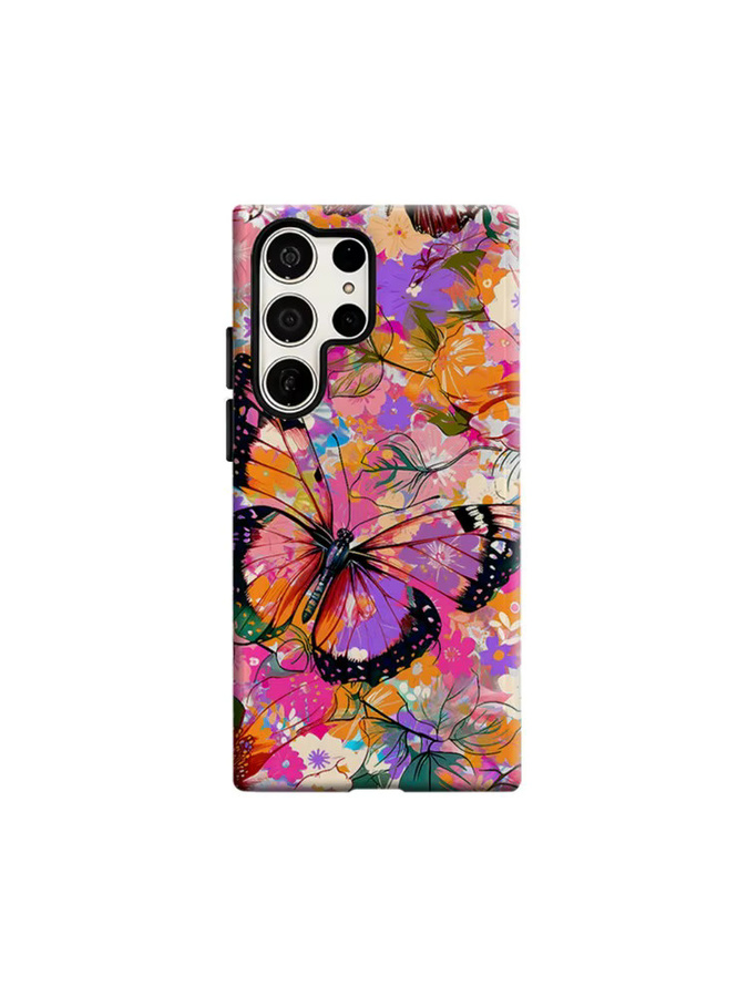 Stoßfeste Samsung Handyhülle mit Schmetterlings-Blüten Design in Multicolour für Galaxy S26 S25 S24 S23 Ultra Plus Android Smartphone - Bild 6