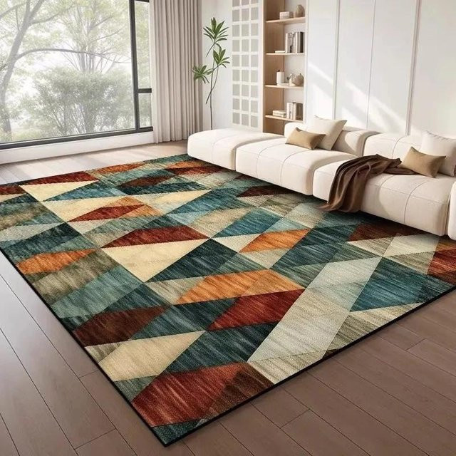JGJG Teppich mit geometrischem Muster im nordischen Stil, modern und rutschfest, waschbar, Multicolour, B/T: 60 x 40 cm - Bild 1