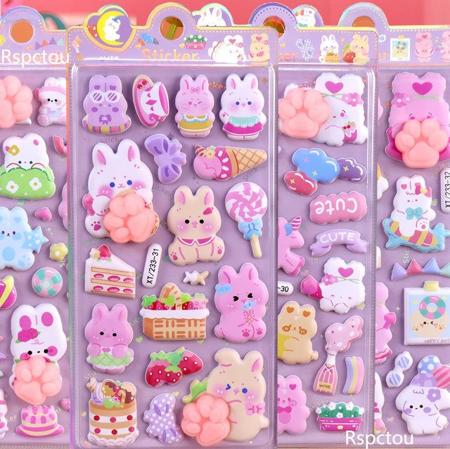 Rspctou Kawaii Cartoon Tier Hasen Aufkleber, 4-teiliges Set - Bild 1