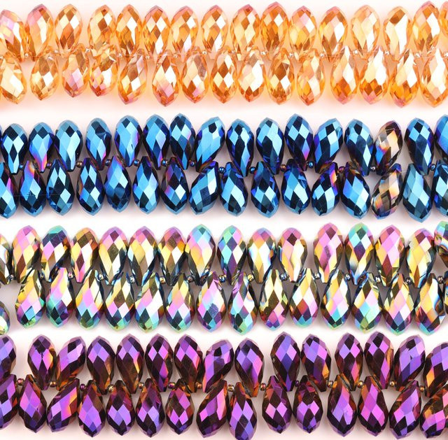 YUANZHIRUN Anhänger, Glas-Tropfenperlen, Kristall, Birnenform, 10x20mm - Bild 1