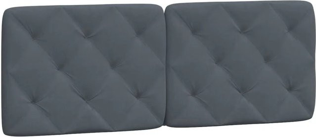 vidaXL Kopfteil-Kissen aus Samt in Dunkelgrau mit Rauten-Heftung, Breite: 140 cm - Bild 1