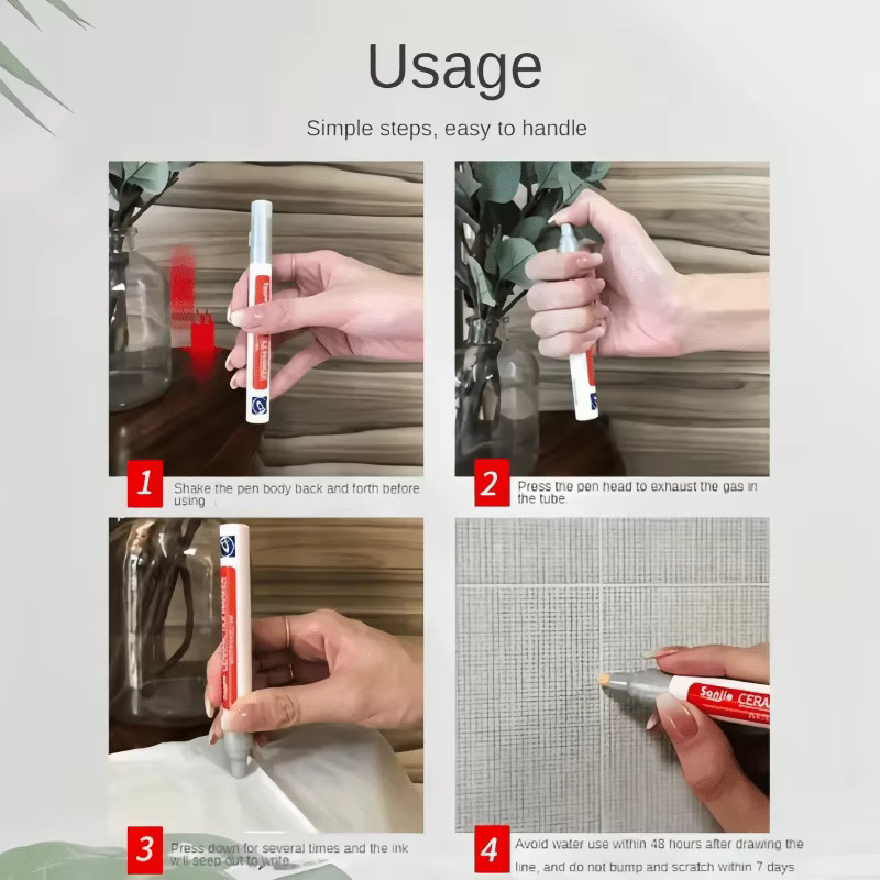 Wasserfester Fliesenfugenstift zur Fugenreparatur und Reinigung in Beige oder Weiß - Bild 3