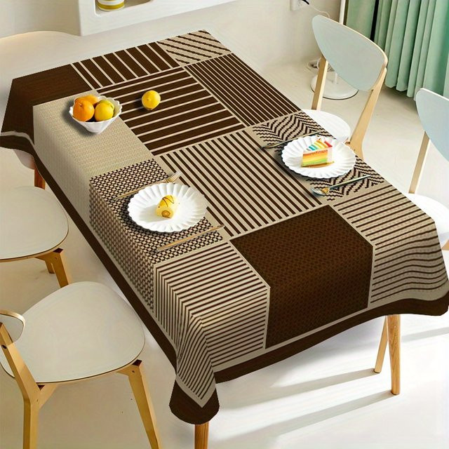 VIKAMA Tischdecke in Braun mit nordischem minimalistischem Grafikdesign für Esszimmer und Couchtisch - Bild 1