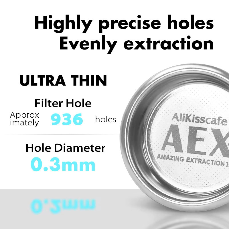 AliKisscafe 58mm Siebträger mit Doppelauslauf-Kit für Gaggia Classic Pro und Baby Espressomaschinen, Silber - Bild 2
