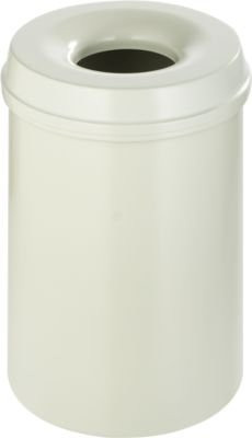 Abfallsammler für den Innenbereich mit selbstlöschendem Deckel, 30 l, Stahl pulverbeschichtet, Weiß, Ø 335 mm x H 470 mm - Bild 1