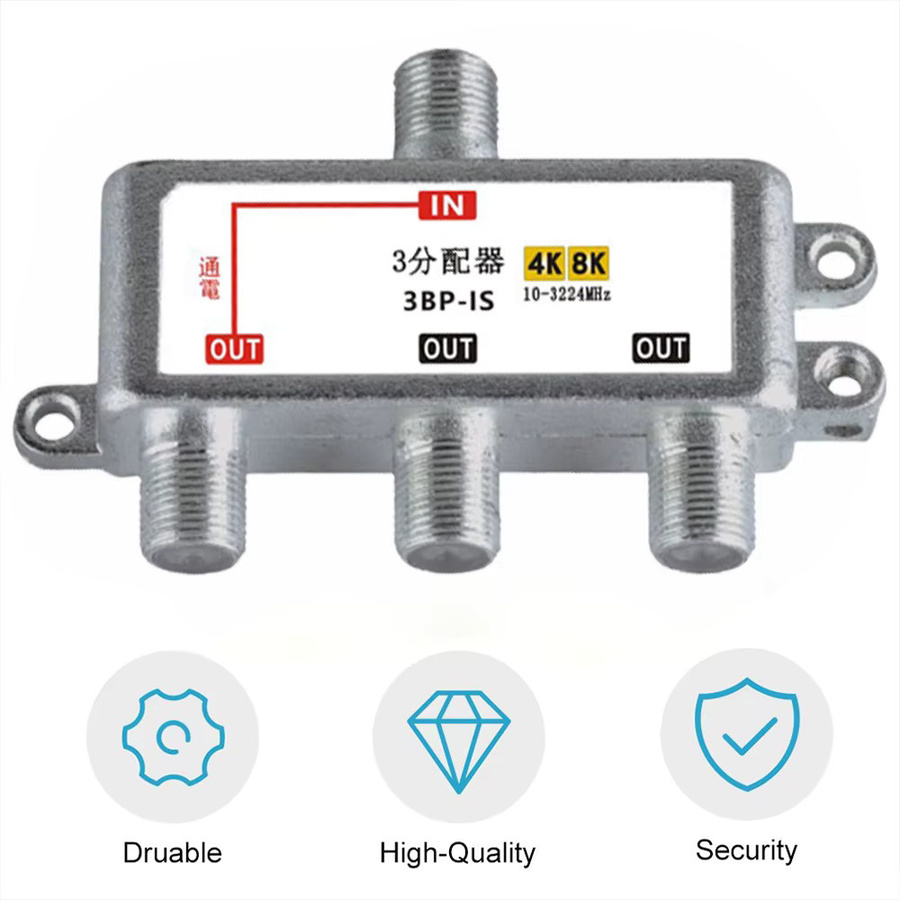 3 in 1 Satellite Splitter Diplexer 10-3224 MHz für TV, Kabel und 4K/8K SAT/ANT Signale, Farbe: Silber - Bild 4