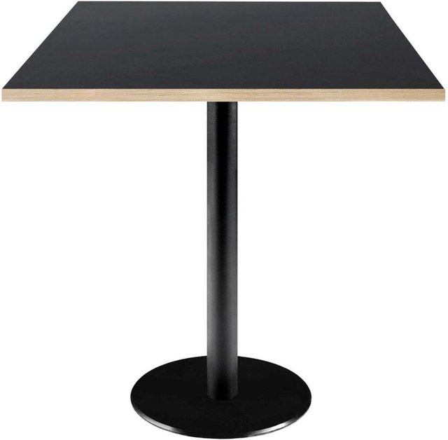 RestooTab Tisch Rome quadratisch in Schwarz mit mattem MDF-Laminat und Metallgestell, B/T/H: 70 x 70 x 75 cm - Bild 1