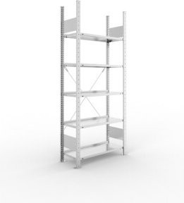 Meta Büroregal S3 COMPACT verzinkt, Farbe: Silber, 5 Böden, H x B x T: 185 x 75 x 30 cm - Bild 1