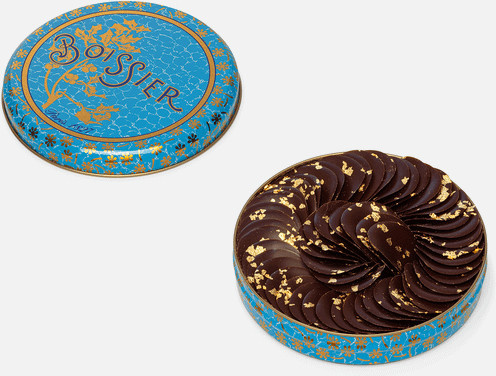 Maison Boissier Schokoladenblätter Goldpailletten 65 g - Bild 1