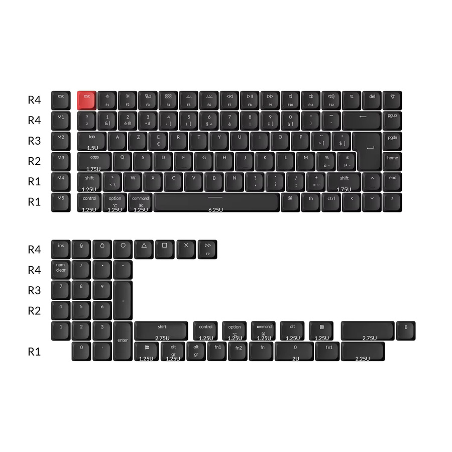 Keychron ISO Low Profile Shine-Through ABS LSA Tastenkappen-Set für mechanische Tastaturen in Schwarz - Bild 3