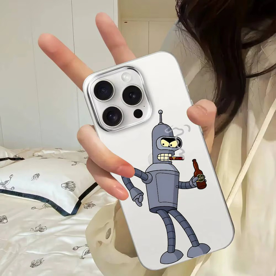 Transparente Futurama Cartoon Handyhülle für iPhone 11 bis iPhone 17 Pro Max Mini Plus, stoßfeste weiche Schutzhülle - Bild 4