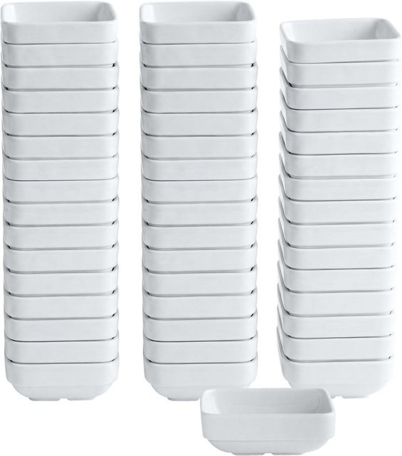 PULSIVA Vorteilspack Stackora Salatschale eckig, 48-teilig, weiß, Porzellan, B/T/H: 11,5 x 11,5 x 4,5 cm - Bild 1