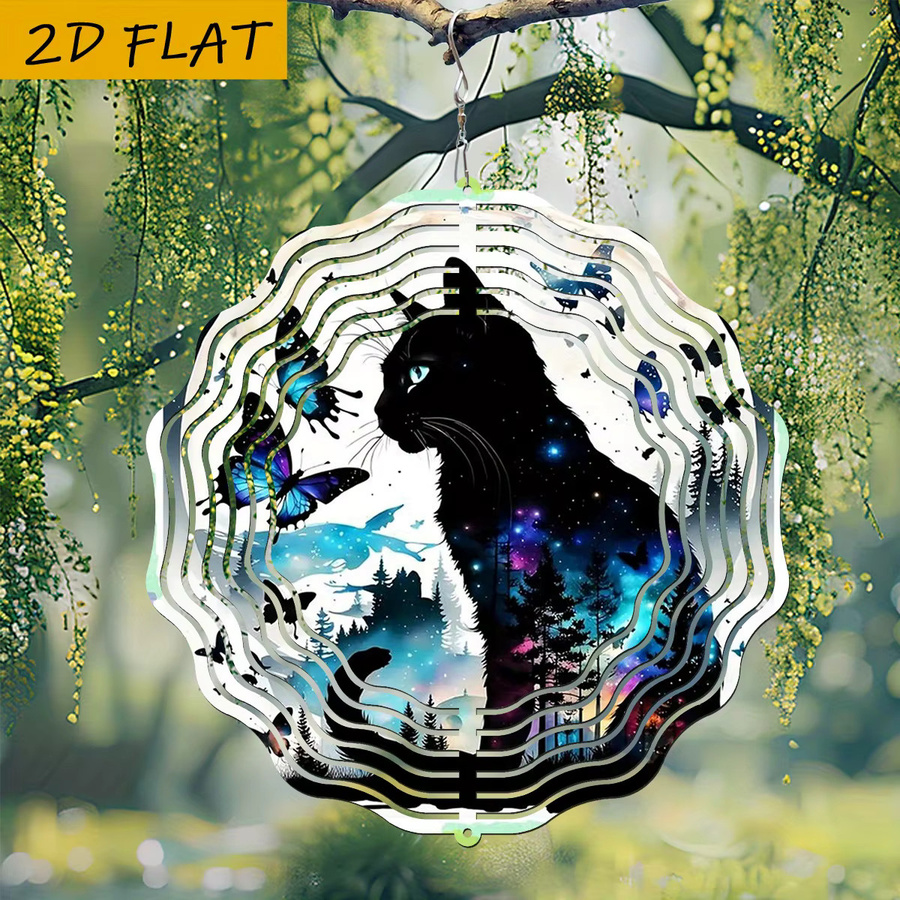 GalaxyCat Solar-Windspiel aus Metall mit Schmetterlings- und Nachthimmel-Design, Mehrfarbig, Durchmesser: 25 cm - Bild 2