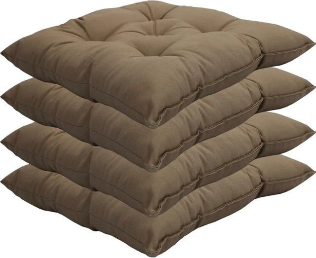 NYVI Stuhlkissen Genua 4er Set Beige, quadratische Sitzkissen mit Steppung und Schaumstofffüllung, B/B: 38 x 38 cm - Bild 1
