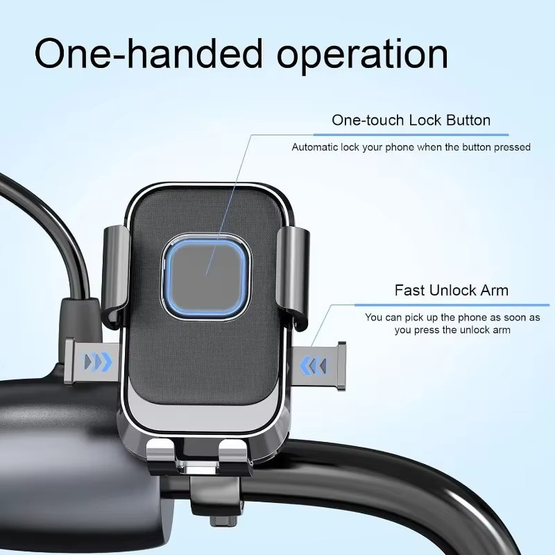 Universeller Fahrrad-Handyhalter in Schwarz mit 360 Grad Drehung für GPS-Nutzung und Einhandbedienung am Lenker für Motorrad, ATV und Roller - Bild 2