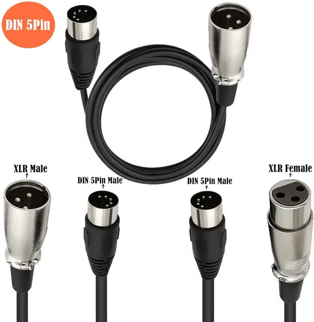 BSN MIDI-auf-XLR-Adapterkabel, DIN 5-polig auf XLR-3-polig, Schwarz - Bild 1